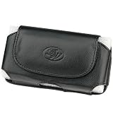 Apple iPhone 3G Black Leather Horizontal Carrying Case with Fixed Belt Clip and Belt Loop