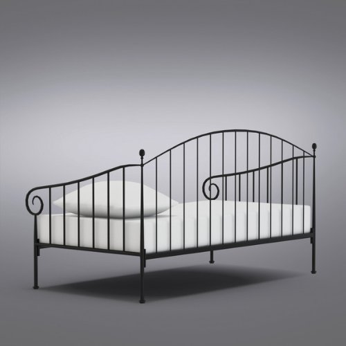 Matt Black Metal Twin Size Day Bed (Daybed) Frame With Metal Slats