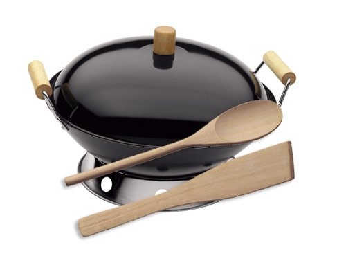 Aldente Wok aus Carbonstahl, 35 cm inkl. 2-teiliges 