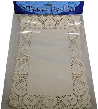 8 White Paper Lace Doilies 10" x 14" Rectangle Table