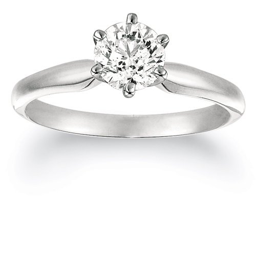 14K White Gold Certified Solitaire 6 Prong Engagement 