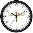 Golden Body & White Winged Dragonfly or Dragon Fly - JP Wall Clock by WatchBuddy Timepieces (Black Frame)
