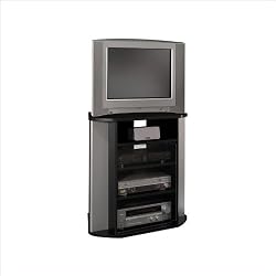 Bush Furniture Visions Corner TV Stand, Black/Silver