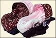 Reversible Infant Car Seat Cover - Chocolate with Pink Dots and Minky - Cuter Than A Ducks Butt