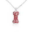 Red Crystal Dog Bone Pewter Pendant 15" Chain Necklace with 2" Extension