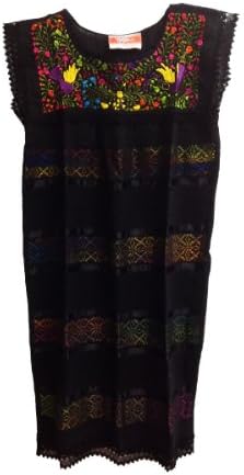 Nativa Women's Authentic Mexican Dress One Size Black Multi