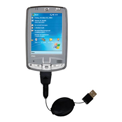Retractable USB Cable for the HP iPAQ hx2415 hx2410 with Power Hot Sync and Charge capabilities - uses Gomadic TipExchange Technology