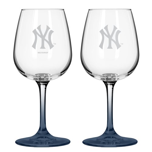 MLB  New York Yankees Satin Etch Wine Glass 2-pack, 12oz