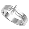 Sterling Silver Ring - 4mm Band Width - 8mm Face Height - Satin, Rhodium Plated finish - Sizes: 4-9