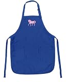 Cute Pink Horse Aprons Royal Blue Horse Lover TOP RATED for Grilling, Barbecue, Kitchen and Cooking Best Unique Gifts for a Man, Men, HIM HER Women, Ladies. GIFT IDEA!