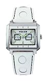 Police P Matrix unisex white leather strap and silver dial watch