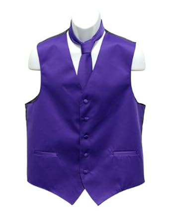 Men's Purple Solid Jacquard Suit Vest and Neck Tie Set