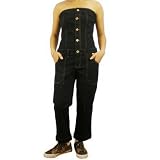 Womens Baby Phat High Quality dark wash tube strapless cropped denim gaucho jumpsuit - 1