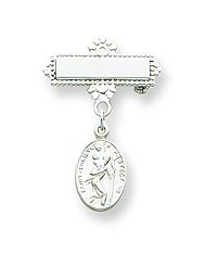 Sterling Silver Saint Christopher Medal Pin