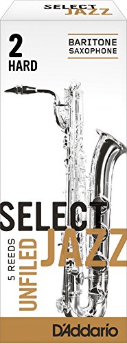 Rico Select Jazz Baritone Sax Reeds, Unfiled, Strength 2 Strength Hard, 5-pack