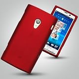 Accessories4electronics Brand New Sony Ericcson Xperia X10 Rubberized Snap-on red hard case with screen protector