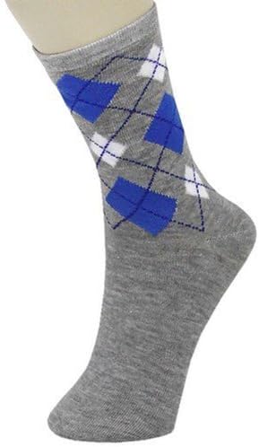 Preppy Harlequin Diamond Argyle Pattern Crew Socks Assorted 3pack