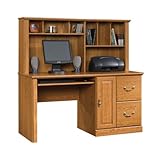 Oak Finish Computer Desk w/ Hutch & File Cabinet Drawer