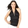 Sexy Tight Lowcut Club Ruched Bodice and Side Halter Top from Hot Fash Tops - KENNI Black