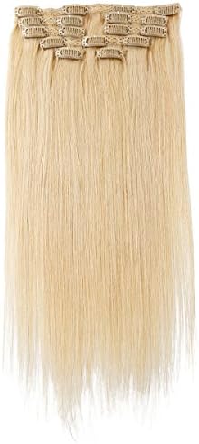 Nifty Girl 8pcs 18" 100% Remy Human Hair Clip In Hair Extensions Full Head Straight Hairpiece 85g Light Blonde