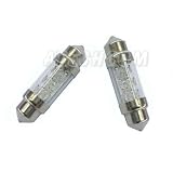 AutoVizion 36mm White Festoon 6 LED Light Bulb 1036 6411 6418 (Twin Pack) Lifetime Warranty