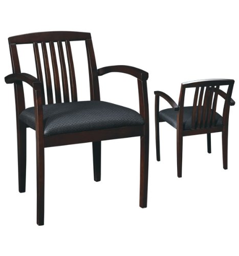 Wood Visitors Chair with Ladder Back and Upholstered Seat Espresso/