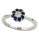 Diamond(.16ct) and Sapphire(.32ct) Flower Design Ring