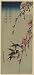 Reprint Historic Japanese Print two sparrows with peach blossoms and a full moon 1850