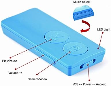 iTeck Wireless Bluetooth Remote Control Shoot Self Camera/Music /Video Player for most Smartphones and Tablets (Blue)