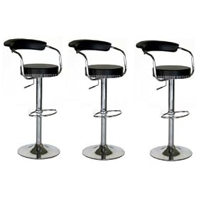 Black Omicron Kitchen Padded Bar Stool {Set of 3} by Premium Outlet
