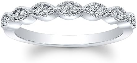 Ladies 14 kt white gold antique wedding band 0.12 ctw natural G color VS2 clarity round diamonds