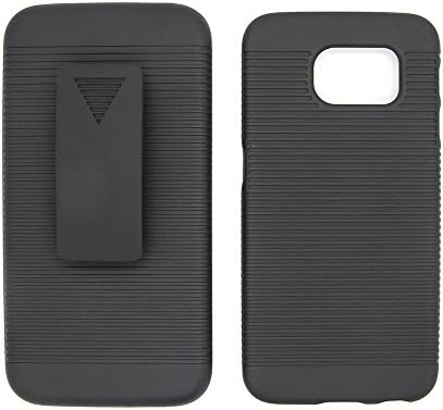 Samsung Galaxy S6 Case - New Belt Clip Holster Cover Shell Kickstand Horizontal Ribbed Stripe Black - Samsung Galaxy S6
