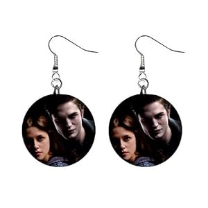 1 Inch Button Earrings of Twilight Edward Cullen and Bella Swan in Love