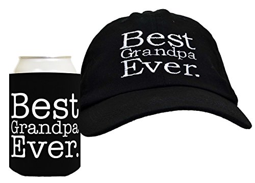 Best Grandpa Ever 2-Piece Hat Cap and Coolie Gift Set Bundle