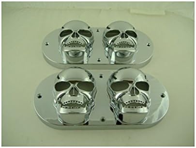 Two 6" Oval Chrome Bezels w Skulls for LED Lights on Trucks Trailers