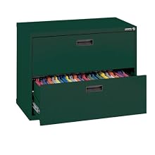 Sandusky 400 Series Forest Green Steel Lateral File Cabinet with Plastic Handle, 30" Width x 27-1/4" Height x 18" Depth, 2 Drawers