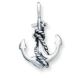 Sterling Silver Antiqued Anchor and Rope Pendant with 20 inch Sterling Silver Chain
