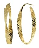 14k Yellow Gold Italian Fancy Twisted Weave Pattern Hoop Earrings