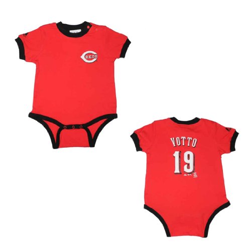 MLB Cincinnati Reds Votto #19 Baby / Infant One-Piece Bodysuit / Romper / Onesie - Red (Size: 24)