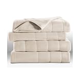 Sunbeam Heated Electric Blanket Quilted Fleece Royal Dreams Queen Seashell