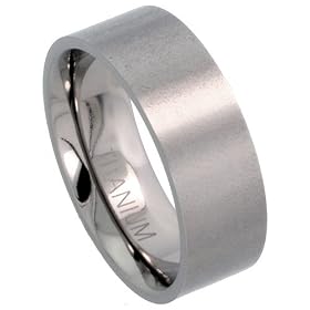 Titanium 8 mm (5/16 in.) Comfort Fit Plain Flat Wedding Band / Thumb Ring (Available in Sizes 8 to15): Jewelry