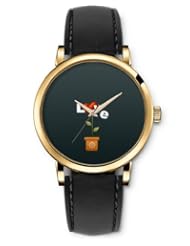 SPRAWL Aanalog Fashion Series Gold Ladies Watches of Genuine Black Leather Strap,Unique Wrist Watch for Women Girls Designed with Pot of Love
