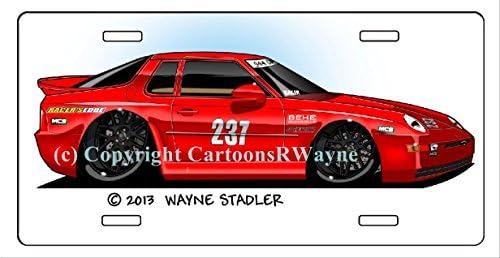 Custom Car Art License Plate 944 Porsche Racing Red