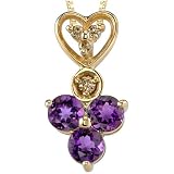 Vibrant Intricacy 0.75 cts Round Cut Amethyst Diamond Pendant 14Kt Yellow Gold