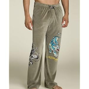 Ed Hardy Lounge Blue Tiger Velour Pants