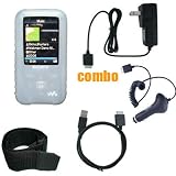 6 Piece Value Combo Accessory Bundle Kit: Clear Silicone Skin Case Cover + Car Charger + Travel Charger + USB Data Sync Cable + Armband + Belt Clip for Sony Walkman S615/S616/S618/S716/S718 Series MP3 Player