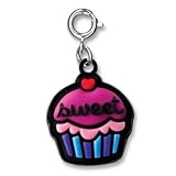 Super Cute CHARM IT&Acirc;&copy; 2-Sided "Sweet" & "Dulce" Cupcake Charm with a Heart Cherry on Top (808)