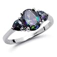Sterling Silver Rainbow Mystic Topaz CZ Ring Sizes 7 to 9