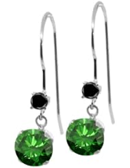 1.23 Ct Round Green Diamond Black Diamond 14K White Gold Earrings
