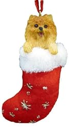 Santa's Little Pals Pomeranian Stocking Christmas Ornament